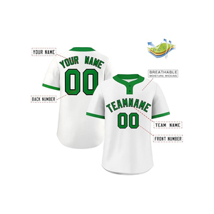 Grosir kustom Logo V leher sublimasi polos kancing kosong cepat kering pemuda bisbol Jersey - Product Image 2