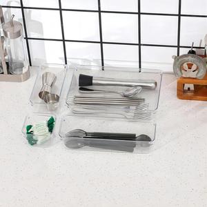 Set moderno da 25 pezzi scatola di immagazzinaggio trasparente per PC organizzatore di cassetti da <span class=keywords><strong>scrivania</strong></span> gioielli per il trucco del bagno per la cucina Gadget di stoccaggio - Product Image 5
