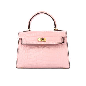 Sac à main en cuir véritable de luxe pour femme, sac à main en cuir à motif crocodile rose, élégant sac à main pour la vie quotidienne, sac à main pour femme - Product Image 1