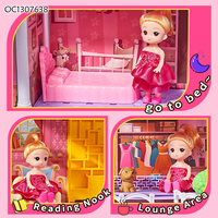 Maison de poupée de luxe à assembler soi-même pour enfants, avec meubles et accessoires multiples, pour l'intérieur, pour filles, 3ème étage