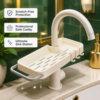Organisateur d'évier de cuisine antidérapant robuste pour robinet, support de rangement pour savon et éponge