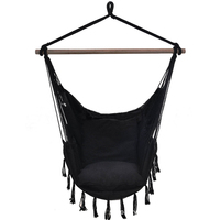 Chaise balançoire suspendue pour chambre à coucher Macramé Boho Chaise balançoire pour hamac suspendu d'intérieur avec pompon en perles
