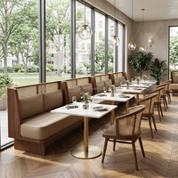 Ensemble de tables et banquettes modernes en cuir rembourré pour restaurants commerciaux, chaises de salle à manger en bois pour hôtels (vente en gros)