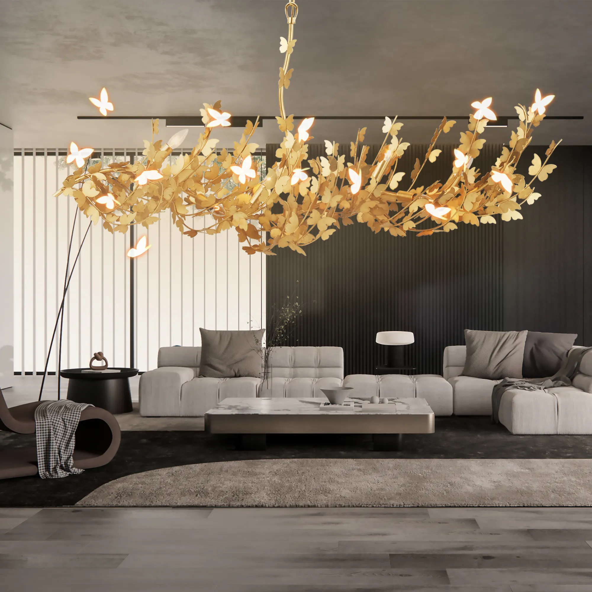 Modern Gold Butterfly Weddings Led Ceiling Moder Contemporary Entryway High Ceiling Hanging Pendant Light E27 Chandelier