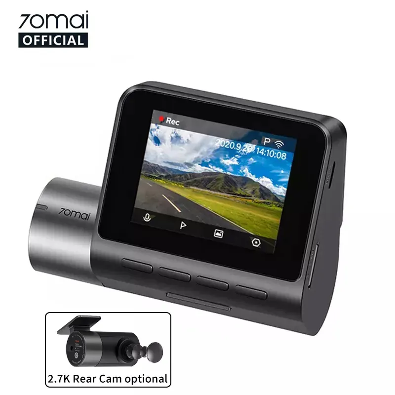 كاميرا داش للسيارة 70mai 2K للرؤية الليلية كاميرا سيارة مزدوجة A500s Pro Plus + ASDS GPS كاميرا داش أمامية وخلفية 70mai