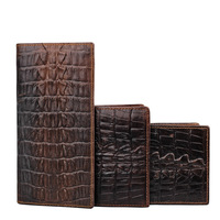 Dompet Pria Kulit Asli Buatan Tangan Motif Embos, Banyak Slot Kartu, Kapasitas Besar, Anti RFID, Lapisan Poliester