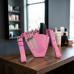Estuche de cuero rosa para herramientas de peluquería con tijeras, peines y funda para tijeras de corte, bolsa de cintura para set de herramientas de barbero - Product Image 4