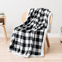 Plaid Sherpa à carreaux Buffalo noir et blanc pour canapé, couverture en polaire à carreaux et jetés