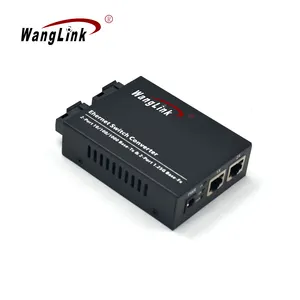 Wanglink迷你千兆2 SC SFP单型号单光纤端口2 RJ 45端口交换机，带光纤媒体转换器