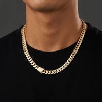 Kalung Rantai Cuban Miami Minimalis Hip Hop Anti Alergi Lapis Emas 14K dari Kuningan untuk Pria - Promo Hot Sale