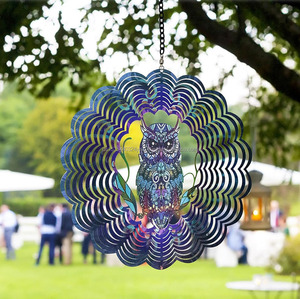 Molinetes de Viento Metálicos con Diseño de Búho, Campanas de Viento para Decoración de Halloween y Navidad, Regalos, Escultura de Viento Colgante para Hombres, Papá, Abuelo - Product Image 4