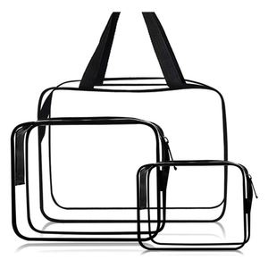 Bolsa de Aseo Transparente Reutilizable de PVC para Mujer, Bolsa de Viaje con Cierre, Bolsa de Maquillaje Impermeable con Etiqueta Privada - Product Image 3