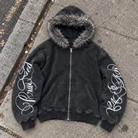 Sweat à capuche unisexe vintage délavé à l'acide avec logo imprimé numériquement par sublimation, 100 % coton, style streetwear, fermeture éclair, collection hiver OEM