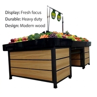 Lichtgewicht, duurzaam houten displayrek voor groenten, fruit en producten voor supermarkten en levensmiddelenwinkels