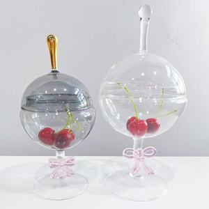 Стеклянная банка ручной работы в форме глобуса, выдувная, розовая, с бантом, прозрачная, для конфет, закусок, декоративный контейнер - Product Image 2