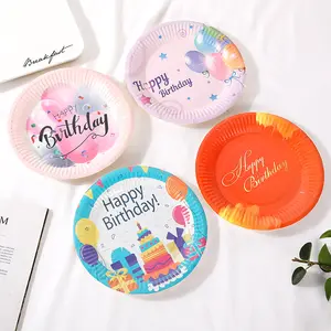 Wholesale Colorful Party Paper Plate Disposable Cake Plate Birthday Party Paper Dinner Plate