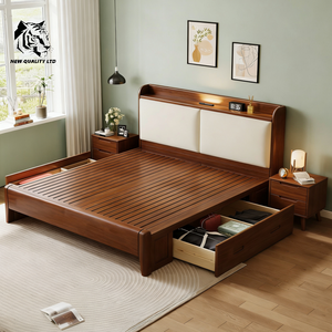 china supplier best price customized large stock dropshipping 1.8m king <b>bed</b> modern design bedroom furniture wooden king <b>size</b> <b>bed</b> - Product Image 6