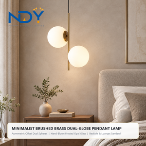 Lampadario Moderno a Sospensione con Globo <span class=keywords><strong>in</strong></span> Ottone e Sfera <span class=keywords><strong>in</strong></span> <span class=keywords><strong>Vetro</strong></span> Satinato, Asta Verticale per Sala da Pranzo, Isola Cucina, Camera da Letto - Product Image 1