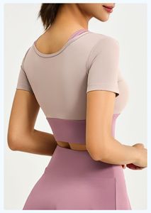Women's Breathable Built-in Bra Pad Yoga <b>Top</b> Crew Neck Short Sleeve Regular Fit Plus Size Solid <b>Shrug</b> Cropped Activewear - Product Image 5