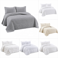 Ensemble trois pièces Euro Size Colcha uni en pur coton Steppdecke Narzuta Pikowana, style Boutis minimaliste transfrontalier