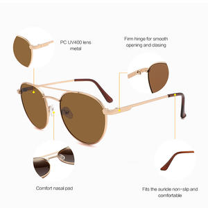 Lunettes de soleil rondes en métal unisexes, monture noire, protection UV400, verres en PC, pour les voyages, la conduite et la mode - Product Image 3