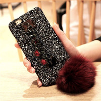 Étui de téléphone pour iPhone 11 Pro Max XSMAX XR 6 7 8 Plus avec chaîne de bracelet en diamant brillant de luxe, coque en fourrure