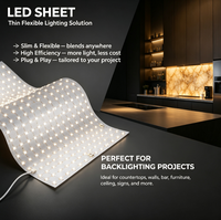 Panneau LED découpable 24V avec rétroéclairage pour murs de télévision, îlots de cuisine, 288 LED, découpable, dimmable, Ra90, Onyx, Alabastre, Marbre, Pierre