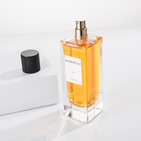 Botella de Perfume de Vidrio Transparente de Lujo de 100 ml con Pulverizador, Serigrafía de Alta Calidad, Tapa Personalizable