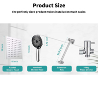 Ensemble de douche mural de luxe YEETE en acier inoxydable, mitigeur de douche chromé à double poignée, pommeau de douche carré effet pluie, style moderne pour hôtel