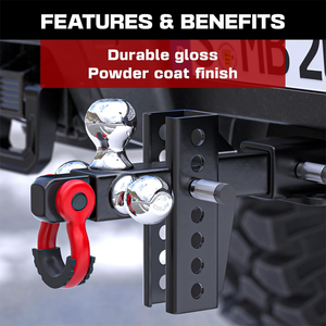 AMBITION調整可能トレーラーHitch D-Shackleトライボールマウント回転可能フックピンShackleトライボールドロップヒッチ調整可能 - Product Image 3