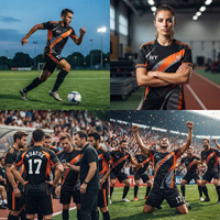 Maillots de football en gros, impression numérique personnalisée, haute qualité, 100% polyester, uniforme d'origine d'usine