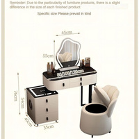 Nouvelle Arrivée Coiffeuse avec Miroir et Tiroirs, Table de Maquillage à Prix Abordable avec Miroir LED et Tabouret