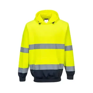 100% Polyester Hi Vis Workwear Unisex EN20471 Custom Hi Vis Hoodie Yellow Work Uniform