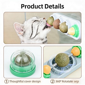 Juguete Interactivo Giratorio de Pared con Catnip para Gatos, Bola de Silvervine Comestible para Lamer, Juguete Masticable para Limpiar los Dientes para Gatos de Interior - Product Image 3