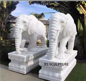 Arge décoration de jardin Sculpture à la main taille réelle coucher de soleil marbre rouge Sculpture d'animal <span class=keywords><strong>pierre</strong></span> <span class=keywords><strong>Statue</strong></span> d'éléphant géant africain - Product Image 4