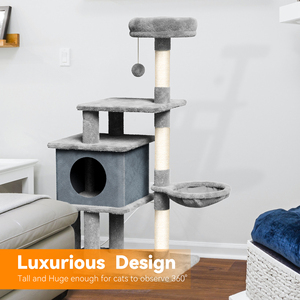 Modern Durable 4-Level Cat Tree with Hidden House Sisal <b>Scratching</b> <b>Post</b> Plush Climbing Frame for Indoor Cats - Product Image 4
