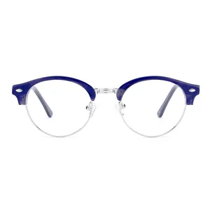 New Fashion Half Rim Acetate Optical Eyeglasses Glasses Frames Round Spectacles Men Women Eyeglasses Frame