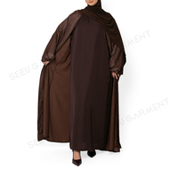 Ensemble Abaya Premium Personnalisé en Gros, Robe Musulmane Texturée à Manches Ballon, Fabricant de Mode Islamique, Ensemble Complet avec Ceinture
