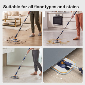 Ensemble de seau à serpillière écologique Homettler avec essoreuse automatique, tapis en microfibre réutilisables à rotation 360° pour le nettoyage à sec ou humide, équipement de nettoyage - Product Image 6