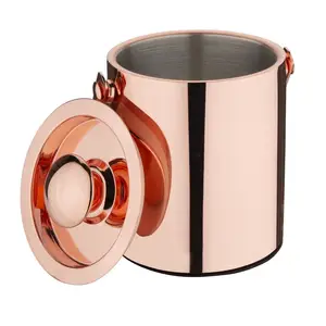 Biểu Tượng Tùy Chỉnh Bia Rượu Vang Mát Đồng Rose Gold 1L Đôi Tường Mini Thép Không Gỉ Ice Xô Với Nắp Và Xử Lý