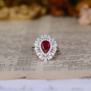 Bague Éternité All Fashion 1,5 Carat en Rubis de Laboratoire, Silicone, Goutte d'Eau Vintage, Plaqué Rhodium, Plaqué Or, Marque Célèbre pour Femme - Product Image 3