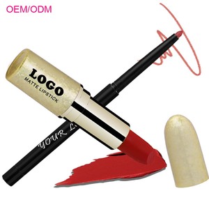 OCHAIN Rouge à lèvres mat <span class=keywords><strong>2</strong></span> en 1 en velours végétalien à haute teneur en Pigment Logo personnalisé Rouge à lèvres mat imperméable de marque privée Nude - Product Image 1