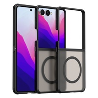 Casing Magnetik Mewah untuk Samsung Galaxy Z Flip 8, Ultra Tipis, Bingkai TPU Lembut, Bagian Belakang PC Matte Transparan, Tahan Banting, Pelindung Seluruh Bodi