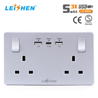 Bon interrupteur Uk prise murale 2 Usb a Type c prise 3pin BS prise 250v13a prise électrique 2 Gang prises ca pour Uk singapour malaisie
