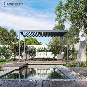 Pergola Retrattile in Acciaio 3x4m con Tetto a Lamelle Impermeabile, Pieghevole Manualmente, Autoportante, Ecologica, Verniciata a Polvere per Balcone e Giardino - Product Image 2