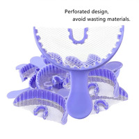 Plateau d'impression dentaire coloré en plastique pour empreinte complète (arc, quadrant avant, quadrant arrière) avec filet de fixation