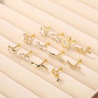 G23 Titanium 16G 8mm Flat Back Labret Stud Internal Thread Butterfly Heart Zircon Lip Piercing Unisex Earring.