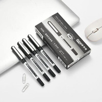 Stylo publicitaire M005 à bille en gel en plastique, pointe extra fine (0,5 mm), encre noire, design droit et fluide