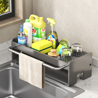 Organisateur de cuisine moderne en acier au carbone, panier égouttoir mural à un niveau pour rangement d'essuie-tout et d'outils