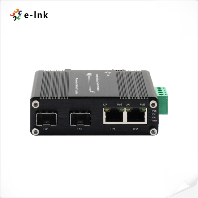 Industrial PoE+ Switch 30W Gigabit Ethernet 12-48VDC Wide Voltage Input Outdoor Networking Smart City Applications 4 Gbps Wall